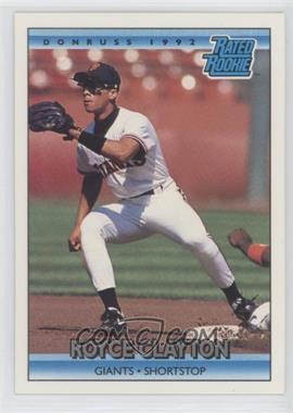 1992 Donruss - [Base] #397 - Rated Rookie - Royce Clayton