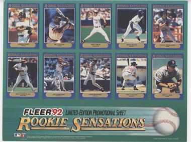 1992 Fleer - Rookie Sensations Promo Sheet #RSPS - Darren Lewis, Milt Cuyler, Mike Timlin, Brian McRae, Chuck Knoblauch, Wes Chamberlain, Ray Lankford, Chito Martinez, Phil Plantier, Scott Leius, Frank Thomas, Todd Van Poppel, Orlando Merced, Jeff Bagwell, Jeff Fassero, Rich DeLucia, Ivan Rodriguez, Juan  /250000 [Good to VG‑EX]