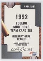 Team Checklist - Toledo Mud Hens