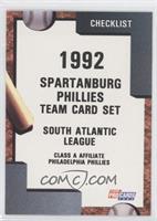 Team Checklist - Spartanburg Phillies