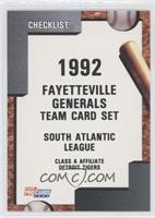 Team Checklist - Fayetteville Generals