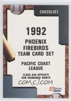 Team Checklist - Phoenix Firebirds