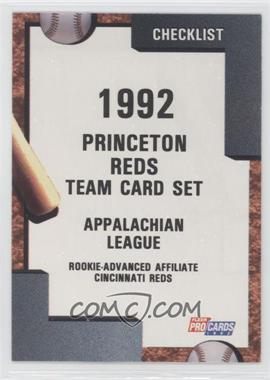 1992 Fleer ProCards Minor League - [Base] #3104 - Team Checklist - Princeton Reds