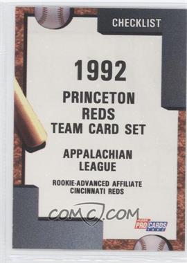 1992 Fleer ProCards Minor League - [Base] #3104 - Team Checklist - Princeton Reds