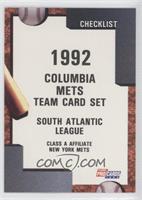 Team Checklist - Columbia Mets