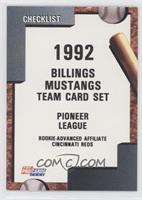 Team Checklist - Billings Mustangs