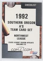 Team Checklist - Southern Oregon A's