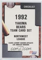 Team Checklist - Yakima Bears