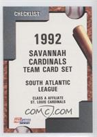 Team Checklist - Savannah Cardinals