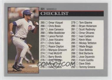 1992 Leaf - [Base] #331 - Checklist - Ryne Sandberg