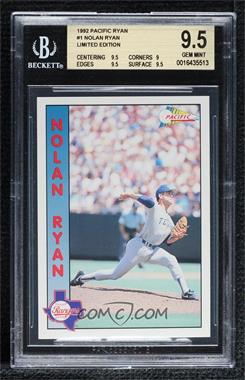 1992 Pacific Nolan Ryan Texas Express II - Limited Edition #1 - Nolan Ryan [BGS 9.5 GEM MINT]