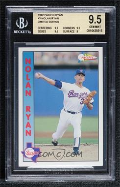 1992 Pacific Nolan Ryan Texas Express II - Limited Edition #3 - Nolan Ryan [BGS 9.5 GEM MINT]