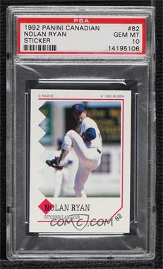 1992 Panini Album Stickers - [Base] - French #82 - Nolan Ryan [PSA 10 GEM MT]