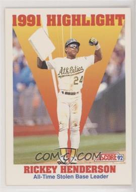 1992 Score - [Base] #430 - 1991 Highlight - Rickey Henderson