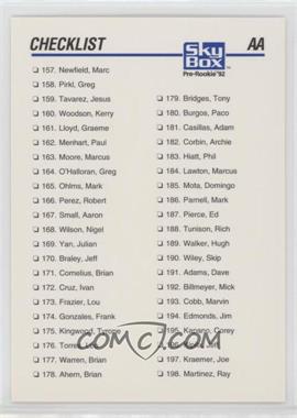 1992 SkyBox Pre-Rookie - AA Packs #309 - Checklist - Numeric 3