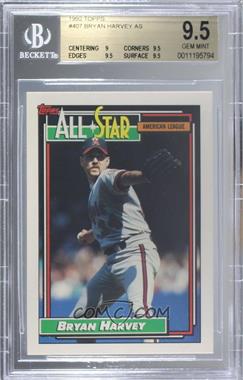 1992 Topps - [Base] #407 - All-Star - Bryan Harvey [BGS 9.5 GEM MINT]