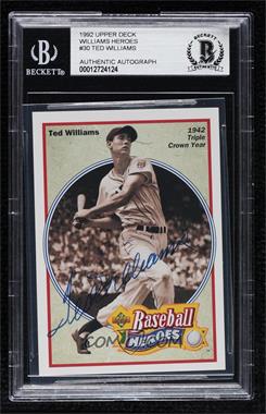 1992 Upper Deck - Baseball Heroes Ted Williams #30 - 1942 Triple Crown Year - Ted Williams [BAS BGS Authentic]