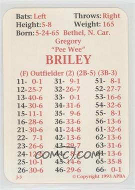 1993 APBA Baseball 1992 Season - [Base] #_GRBR - Greg Briley