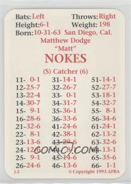 1993 APBA Baseball 1992 Season - [Base] #_MANO - Matt Nokes