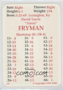 1993 APBA Baseball 1992 Season - [Base] #_TRFR - Travis Fryman