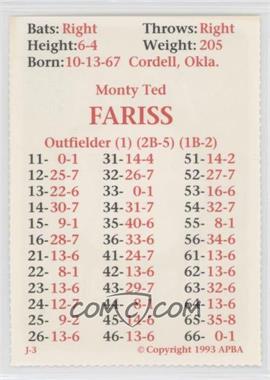 1993 APBA Baseball 1992 Season - Perforated #_MOFA - Monty Fariss