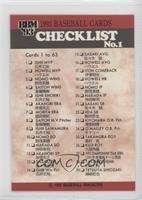 Checklist - Cards 1 to 63