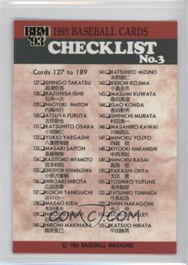 1993 BBM - [Base] #494 - Checklist - Cards 127 to 189