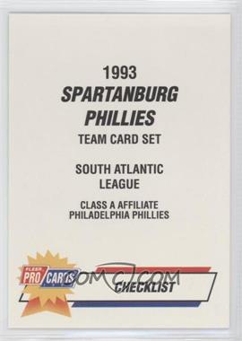 1993 Fleer ProCards Minor League - [Base] #1074 - Checklist - Spartanburg Phillies