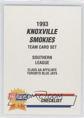 1993 Fleer ProCards Minor League - [Base] #1268 - Checklist - Knoxville Smokies