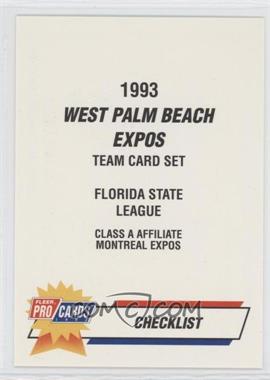 1993 Fleer ProCards Minor League - [Base] #1359 - Checklist - West Palm Beach Expos