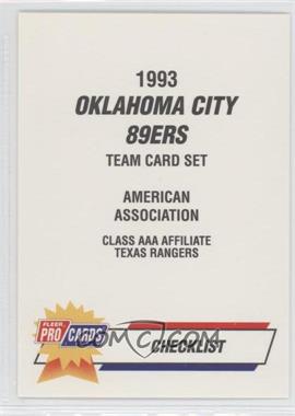 1993 Fleer ProCards Minor League - [Base] #1642 - Checklist - Oklahoma City 89ers