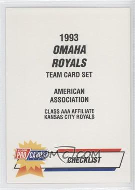 1993 Fleer ProCards Minor League - [Base] #1699 - Checklist - Omaha Royals