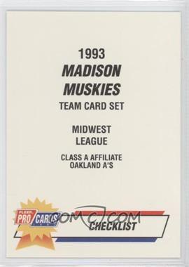 1993 Fleer ProCards Minor League - [Base] #1840 - Checklist - Madison Muskies