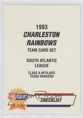 1993 Fleer ProCards Minor League - [Base] #1930 - Checklist - Charleston Rainbows