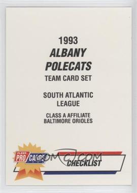 1993 Fleer ProCards Minor League - [Base] #2127 - Checklist - Albany Polecats