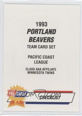 1993 Fleer ProCards Minor League - [Base] #2398 - Checklist - Portland Beavers