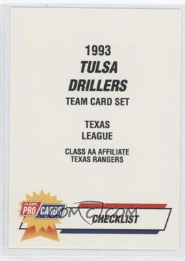 1993 Fleer ProCards Minor League - [Base] #2751 - Checklist - Tulsa Drillers