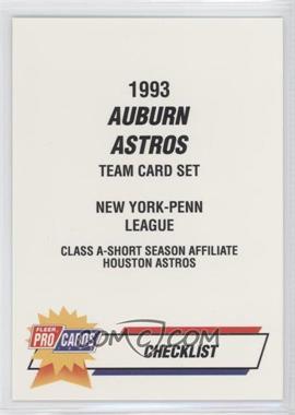 1993 Fleer ProCards Minor League - [Base] #3462 - Checklist - Auburn Astros