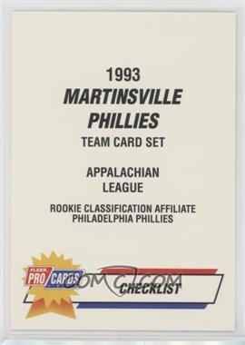 1993 Fleer ProCards Minor League - [Base] #3493 - Checklist - Martinsville Phillies