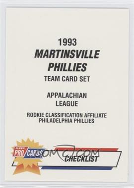 1993 Fleer ProCards Minor League - [Base] #3493 - Checklist - Martinsville Phillies