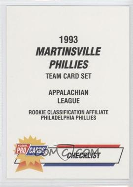 1993 Fleer ProCards Minor League - [Base] #3493 - Checklist - Martinsville Phillies