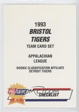 1993 Fleer ProCards Minor League - [Base] #3668.1 - Checklist - Bristol Tigers