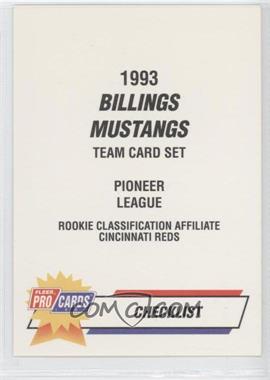 1993 Fleer ProCards Minor League - [Base] #3964 - Checklist - Billings Mustangs