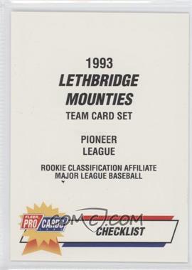 1993 Fleer ProCards Minor League - [Base] #4167 - Checklist - Lethbridge Mounties