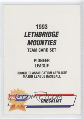 1993 Fleer ProCards Minor League - [Base] #4167 - Checklist - Lethbridge Mounties