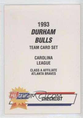 1993 Fleer ProCards Minor League - [Base] #507 - Checklist - Durham Bulls