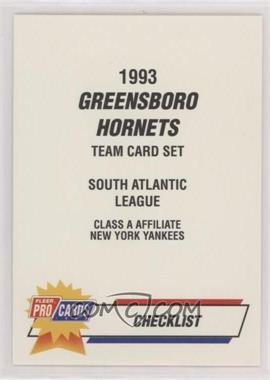 1993 Fleer ProCards Minor League - [Base] #906 - Checklist - Greensboro Hornets