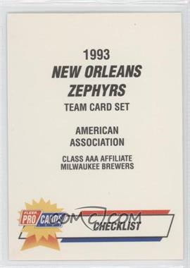 1993 Fleer ProCards Minor League - [Base] #989 - Checklist - New Orleans Zephyrs