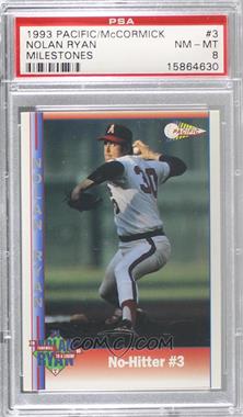 1993 Pacific McCormick/Brookshire's Nolan Ryan Milestones - [Base] #3 - Nolan Ryan [PSA 8 NM‑MT]