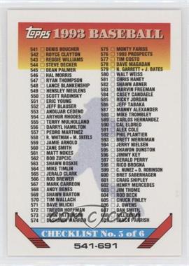 1993 Topps - [Base] - Blank Back #824 - Checklist